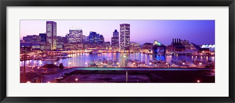 Framed Inner Harbor, Baltimore, Maryland at Night Print