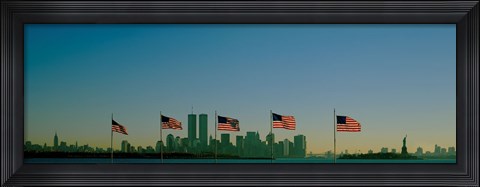 Framed American flags in a row, New York City, New York State, USA Print