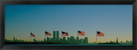 Framed American flags in a row, New York City, New York State, USA Print