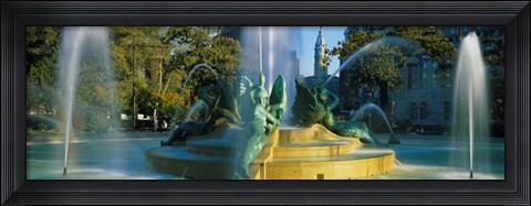 Framed Fountain In Front Of A Building, Logan Circle, City Hall, Philadelphia, Pennsylvania, USA Print