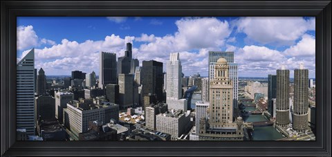 Framed Aerial view of a river, Chicago River, Chicago, Illinois, USA Print