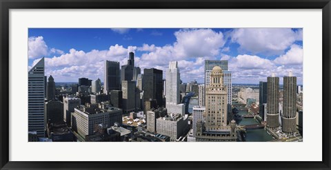 Framed Aerial view of a river, Chicago River, Chicago, Illinois, USA Print