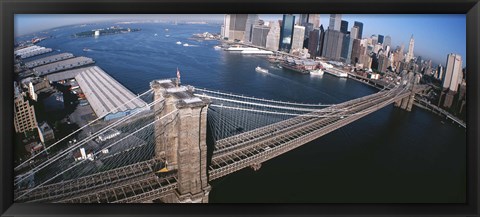 Framed New York, Brooklyn Bridge, aerial Print