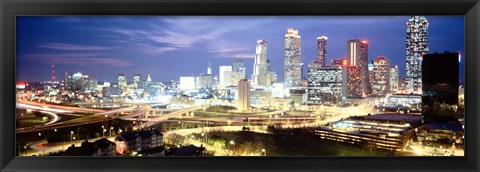 Framed Buildings lit up at dusk, Atlanta, Georgia, USA Print