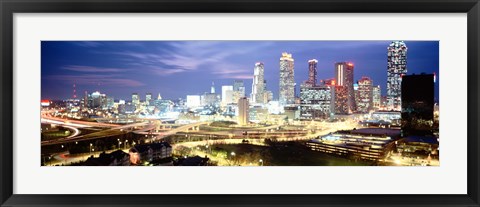 Framed Buildings lit up at dusk, Atlanta, Georgia, USA Print