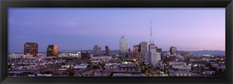 Framed Aerial View Of The City At Dusk, Phoenix, Arizona, USA Print