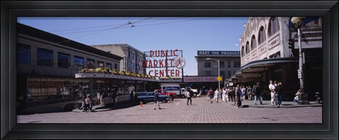 Framed Group of people in a market, Pike Place Market, Seattle, Washington State, USA Print