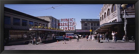 Framed Group of people in a market, Pike Place Market, Seattle, Washington State, USA Print