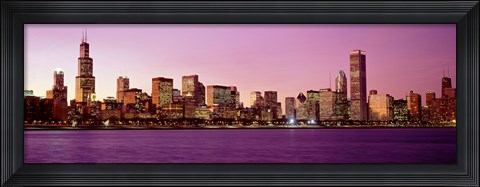 Framed Skyline At Sunset, Chicago, Illinois, USA Print