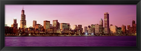 Framed Skyline At Sunset, Chicago, Illinois, USA Print