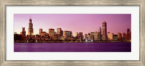 Framed Skyline At Sunset, Chicago, Illinois, USA Print