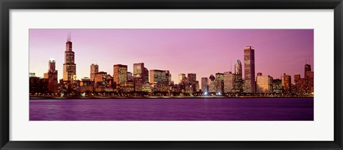 Framed Skyline At Sunset, Chicago, Illinois, USA Print