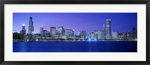 Framed Bright Blue View of Chicago from the Water Print