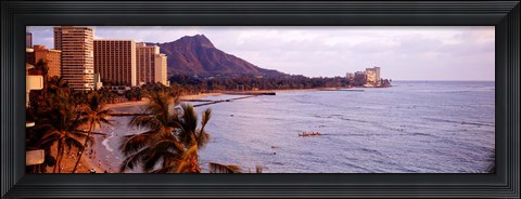Framed Waikiki Beach, Oahu, Hawaii Print