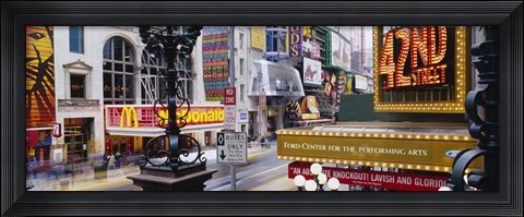 Framed Road running through a market, 42nd Street, Manhattan, New York City, New York State, USA Print