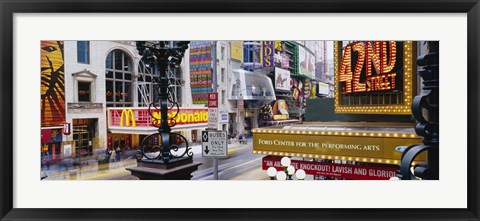 Framed Road running through a market, 42nd Street, Manhattan, New York City, New York State, USA Print
