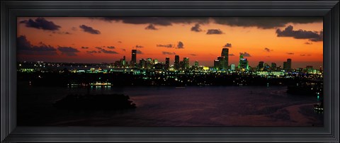 Framed Miami at night, Florida Print