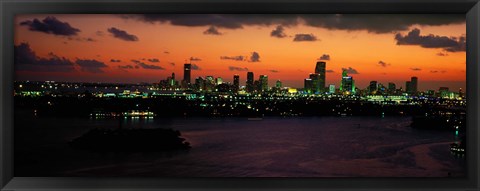 Framed Miami at night, Florida Print