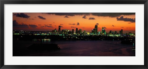 Framed Miami at night, Florida Print