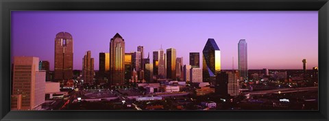 Framed Dallas, Texas Skyline with Purple Sky Print