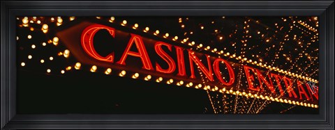 Framed Low angle view of neon sign, Las Vegas, Nevada, USA Print