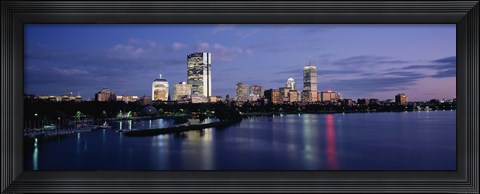 Framed Buildings On The Waterfront At Dusk, Boston, Massachusetts, USA Print