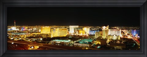 Framed High Angle View Of Buildings Lit Up At Night, Las Vegas, Nevada Print