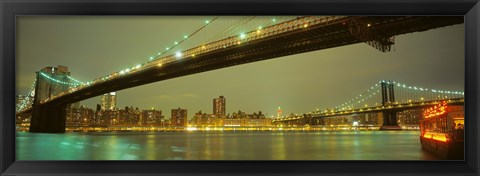 Framed USA, New York, Brooklyn and Manhattan Bridges Print