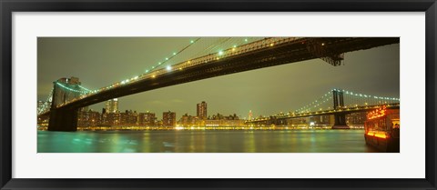 Framed USA, New York, Brooklyn and Manhattan Bridges Print