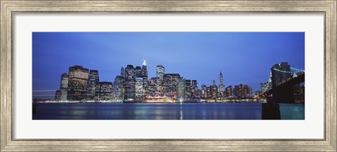 Framed New York Ciry at Night with Bright Blue Sky Print