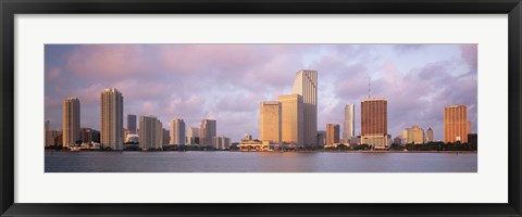 Framed Waterfront And Skyline At Dusk, Miami, Florida, USA Print