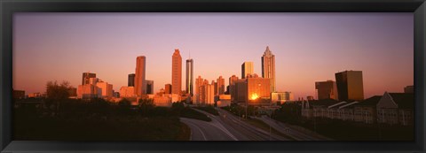 Framed Sun reflecting off skyscrapers in Atlanta, Georgia, USA Print