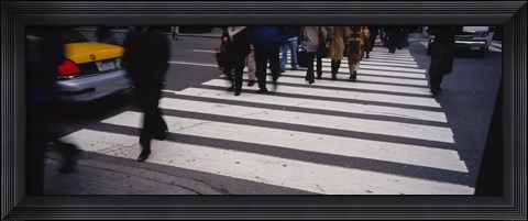 Framed Group of people crossing at a zebra crossing, New York City, New York State, USA Print