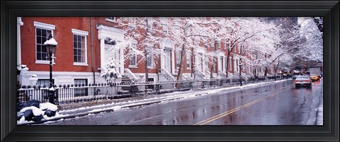 Framed Winter, Snow In Washington Square, NYC, New York City, New York State, USA Print