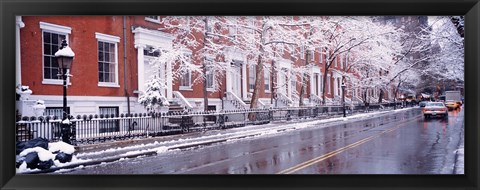 Framed Winter, Snow In Washington Square, NYC, New York City, New York State, USA Print