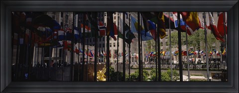 Framed Flags in a row, Rockefeller Plaza, Manhattan, New York City, New York State, USA Print