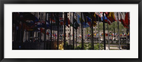 Framed Flags in a row, Rockefeller Plaza, Manhattan, New York City, New York State, USA Print