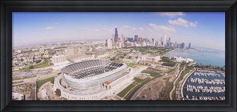 Framed Aerial view of a stadium, Soldier Field, Chicago, Illinois Print