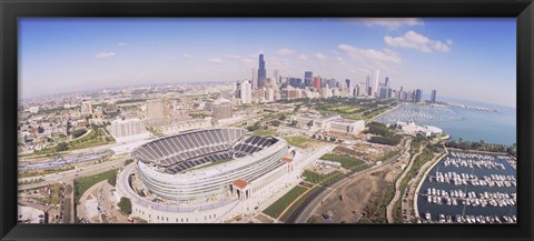 Framed Aerial view of a stadium, Soldier Field, Chicago, Illinois Print