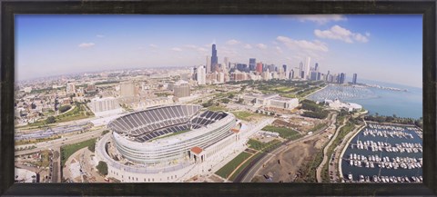 Framed Aerial view of a stadium, Soldier Field, Chicago, Illinois Print