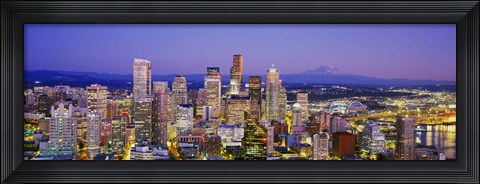 Framed Seattle Lit up, Washington State Print