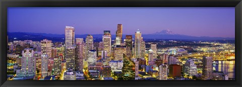 Framed Seattle Lit up, Washington State Print