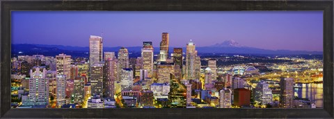 Framed Seattle Lit up, Washington State Print