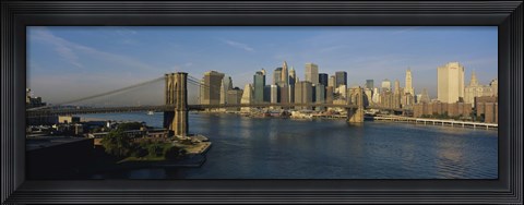 Framed Bridge Across A River, Brooklyn Bridge, NYC, New York City, New York State, USA Print
