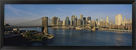 Framed Bridge Across A River, Brooklyn Bridge, NYC, New York City, New York State, USA Print