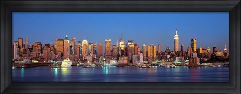 Framed Panoramic View of New York City from the Water at Night Print