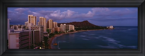 Framed High Angle View Of Buildings On The Beach, Waikiki Beach, Oahu, Honolulu, Hawaii, USA Print