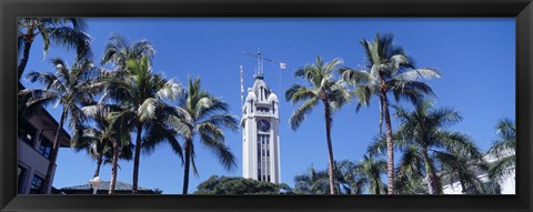 Framed Low angle view of a tower, Aloha Tower, Oahu, Honolulu, Hawaii, USA Print