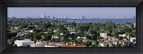 Framed High Angle View Of The City, Miami, Florida, USA Print