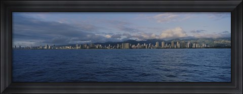 Framed Honolulu skyline on a cloudy day, Hawaii Print